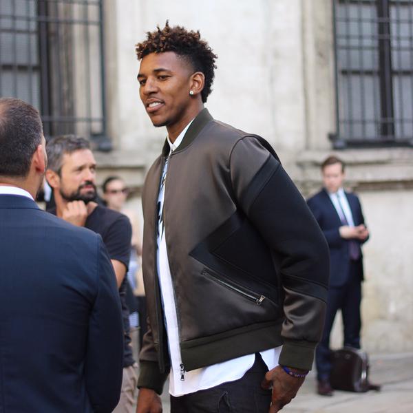 spotted: nick young in neil barrett at milan fashion week