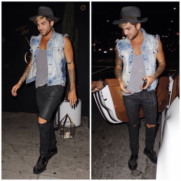 Adam Lambert Wears Levi’s Denim Vest and Saint Laurent Studded Shoes