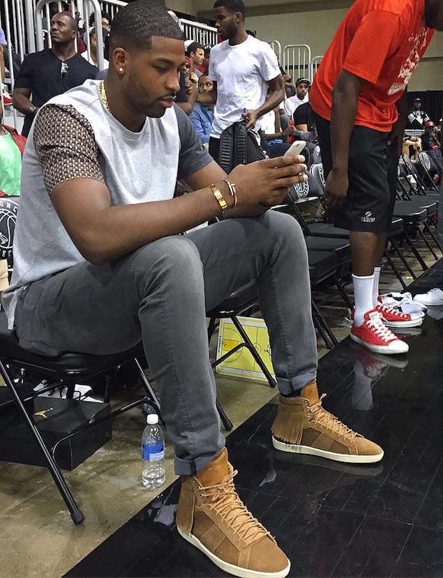 Spotted: Tristan Thompson in Saint Laurent Fringed Sneakers