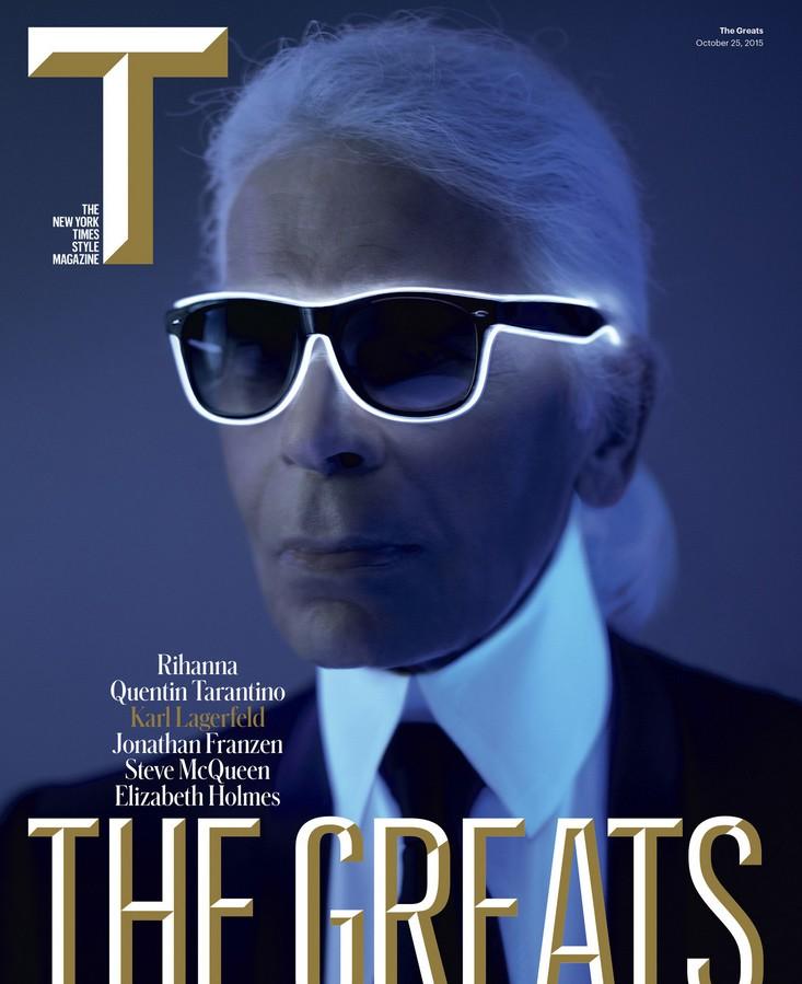 Karl Lagerfeld poses for The New York Time Style Magazine