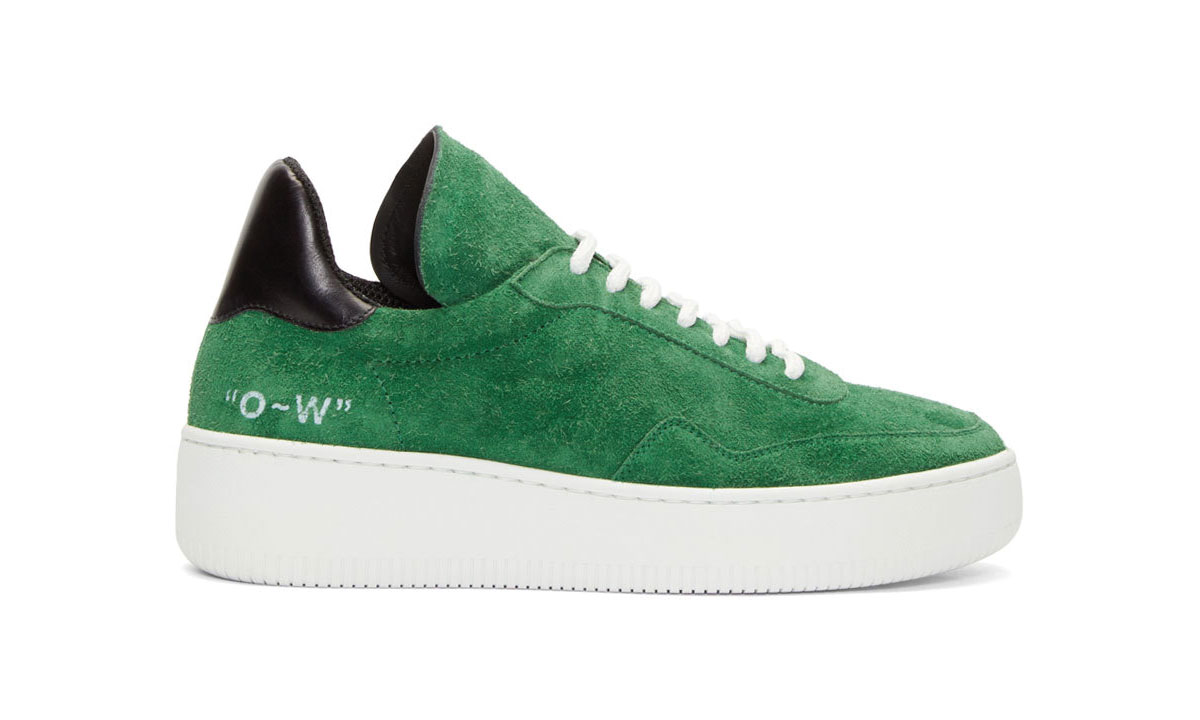 OFF-WHITE Officially Releases Green Suede Meadow Sneakers