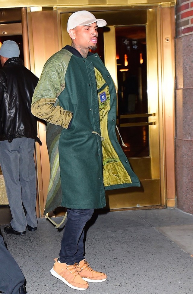 Spotted: Chris Brown in New York Wearing Maharishi and AMI