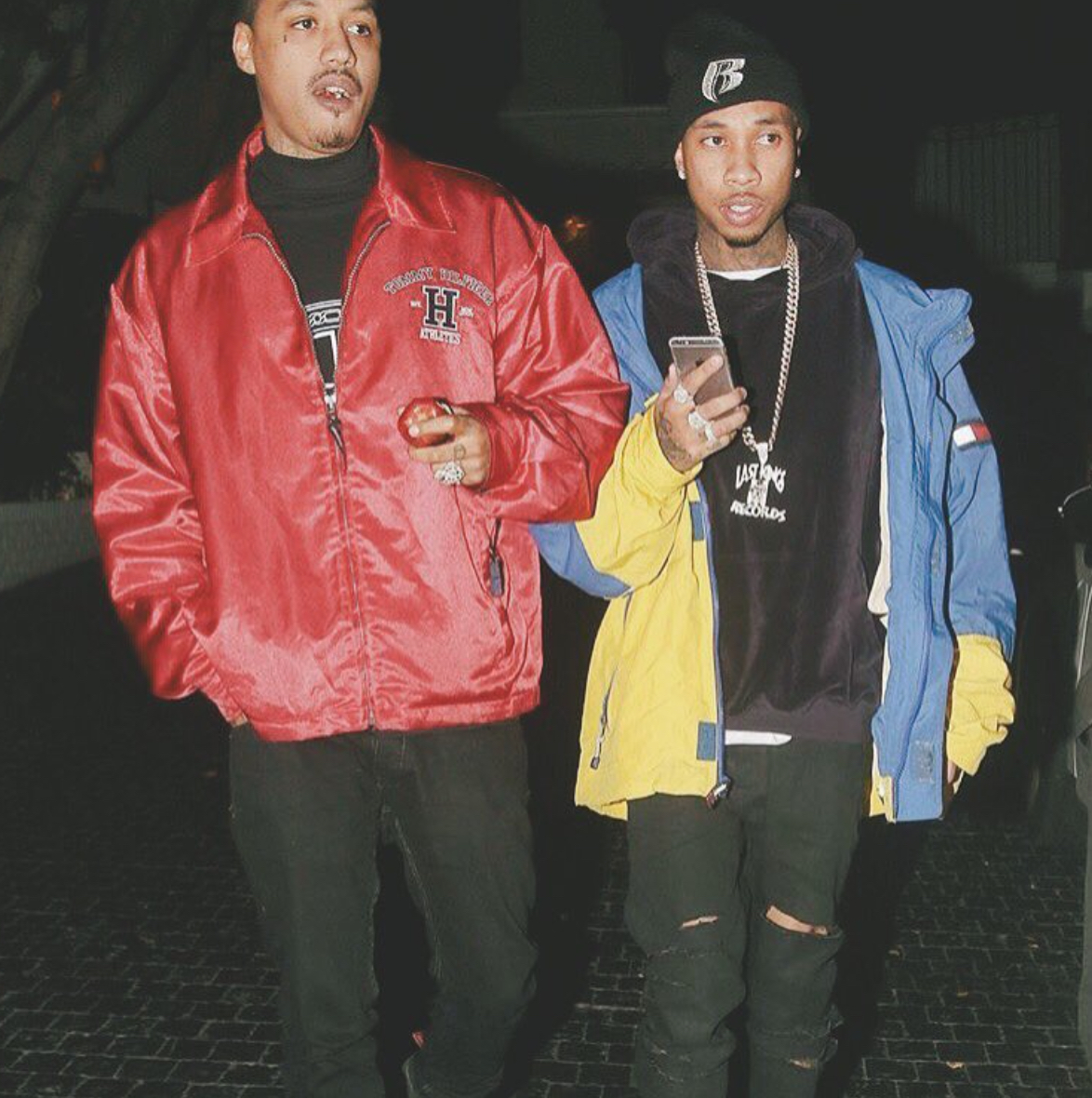 Tyga Takes It Back To The 90s in Vintage Tommy Hilfiger Jacket