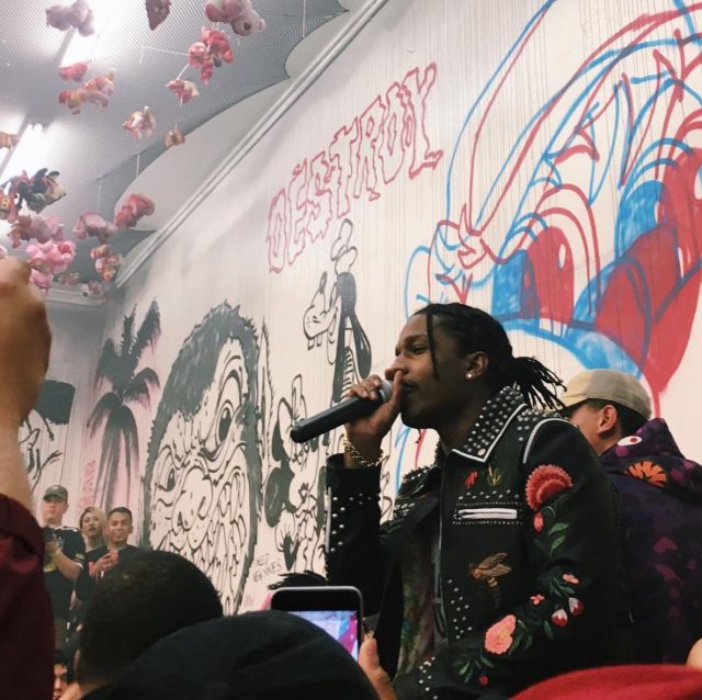 Spotted: ASAP Rocky At Vlone Pop-up In Gucci Leather Jacket