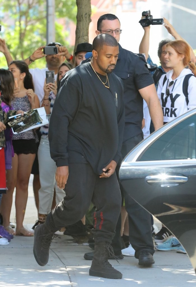 Spotted: Kanye West in Yeezy Crepe Boots ” OFF-WHITE Joggers