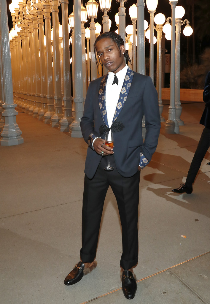 SPOTTED: ASAP Rocky In Gucci Suit + Fur Loafers at 2016 LACMA Art + Film Gala