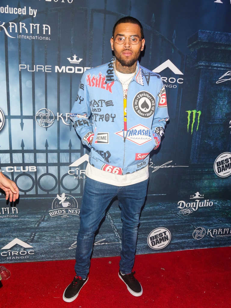SPOTTED: Chris Brown in Supreme x Thrasher