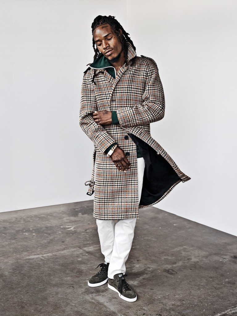 Fetty Wap Rocks Burberry Trench Coat and Jacket For GQ Magazine