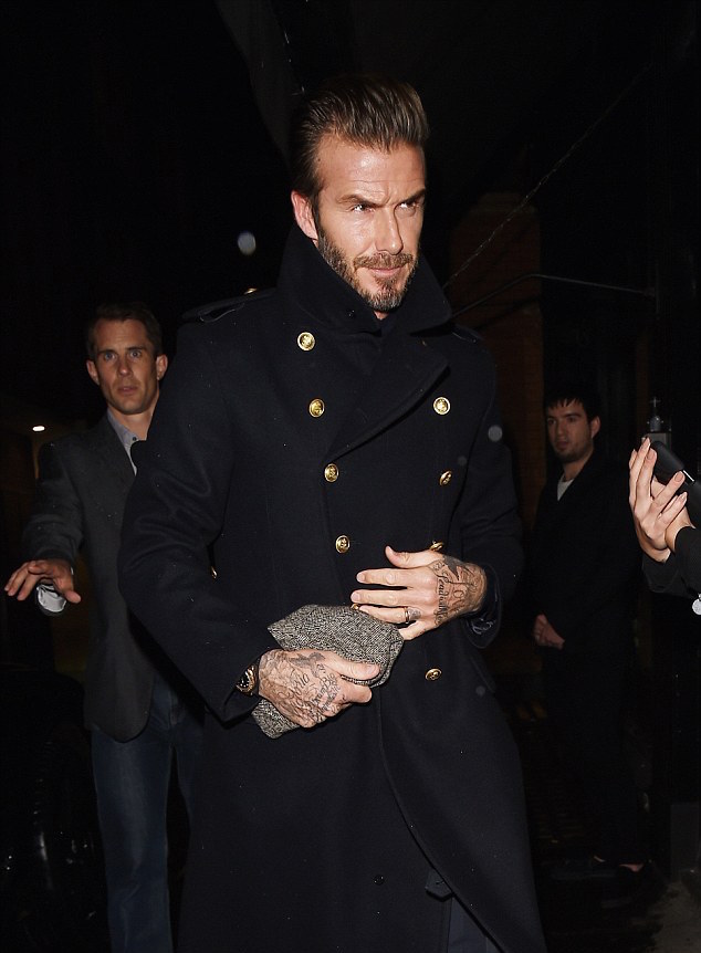 SPOTTED: David Beckham Hosts Kent and Curwen Dinner in Military Coat