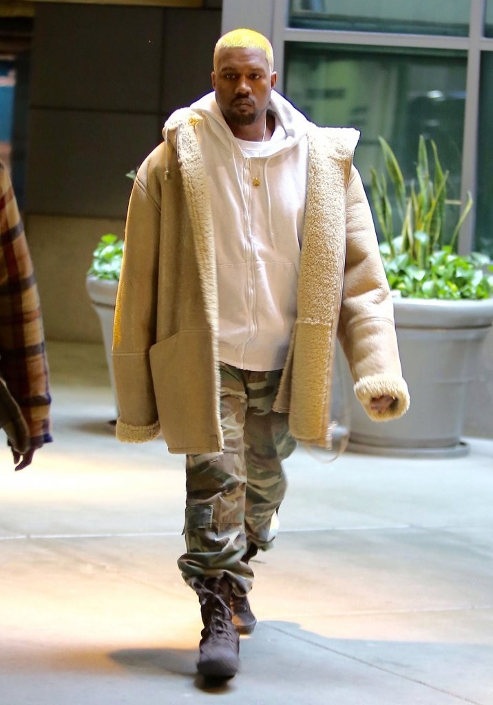 SPOTTED: Kanye West In Yeezy Shearling & Boots With New Hairdo