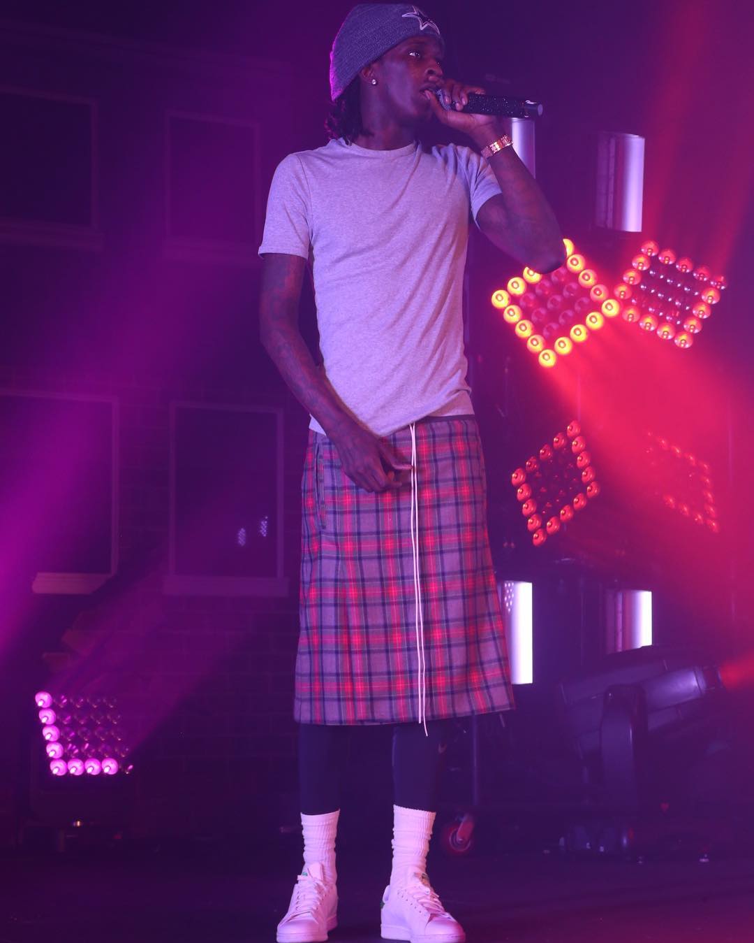 Young Thug On Stage In A Fear Of God Kilt