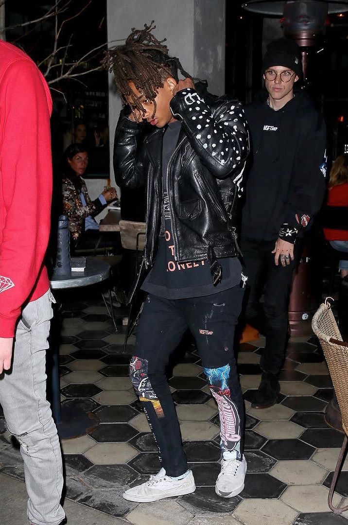 SPOTTED: Jaden Smith In MSFTSrep T-Shirt And Custom Leather Jacket