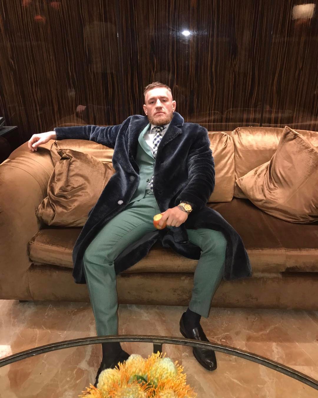 SPOTTED: Conor McGregor In Louis Vuitton Fur Coat And David August Suit