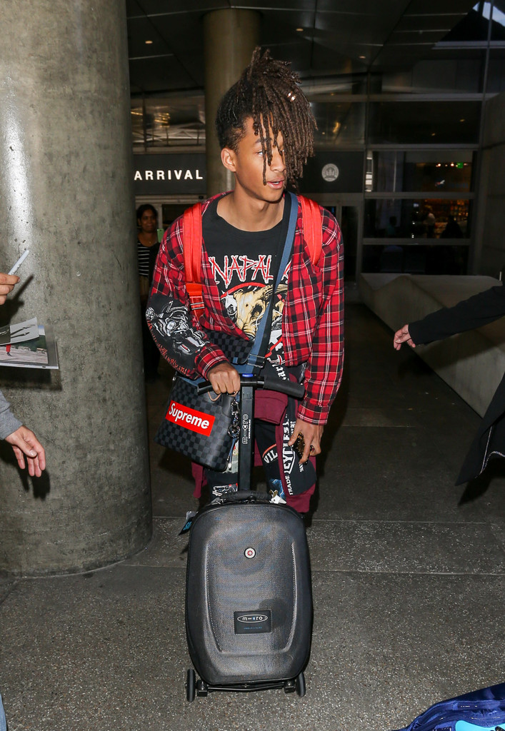 SPOTTED: Jaden Smith In Adidas NMD Sneakers And Customised Louis Vuitton x Supreme Bag