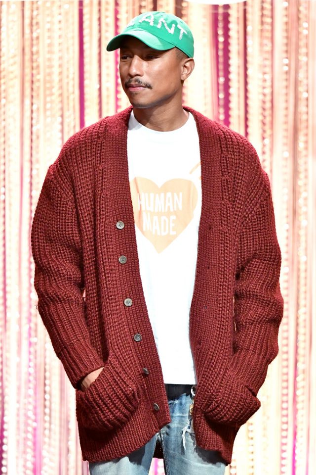 SPOTTED: Pharrell Williams in Comme Des Garcons Vintage Cardigan