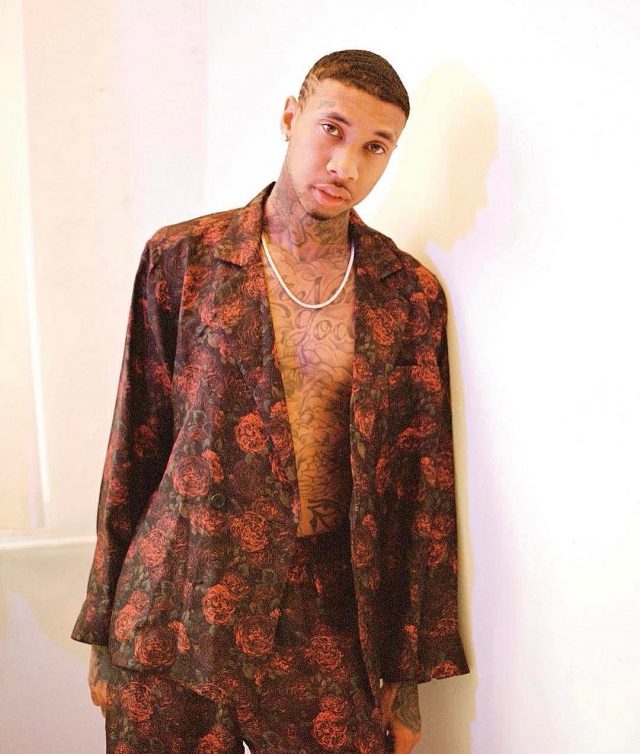 SPOTTED: Tyga Dresses Up In Palm Angels Floral Jacket And Pants For Dazed Korea