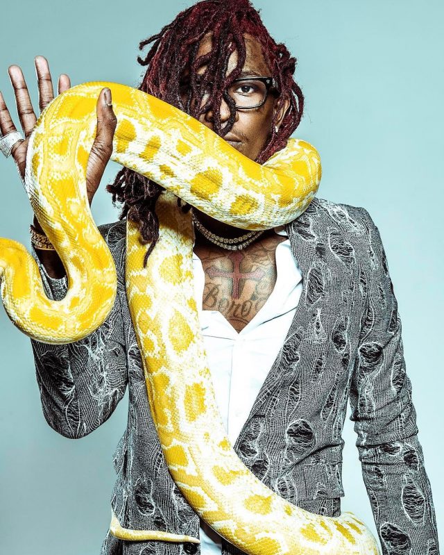 Young Thug Boasts a Dior Homme Suit with a Yellow Snake