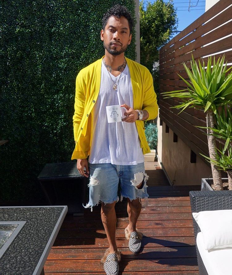 SPOTTED: Miguel in Gucci Cardigan and Fur Slippers
