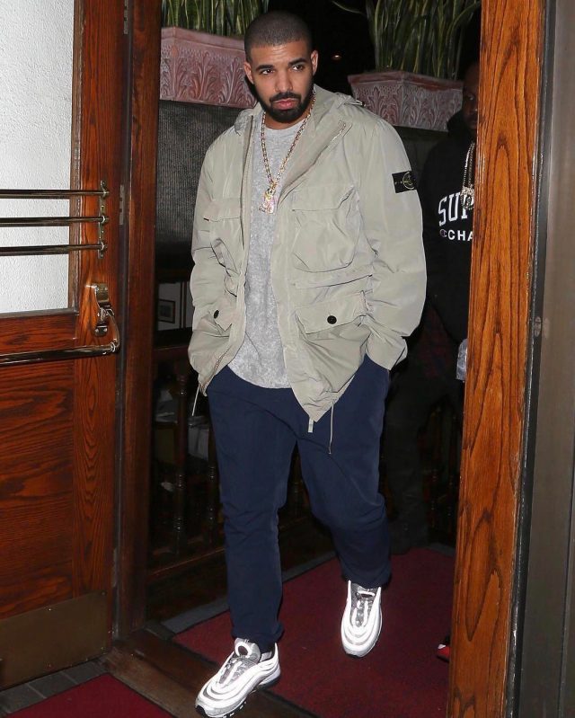 SPOTTED: Drake in Stone Island Jacket, Nike Air Max Sneakers and OVO Chain