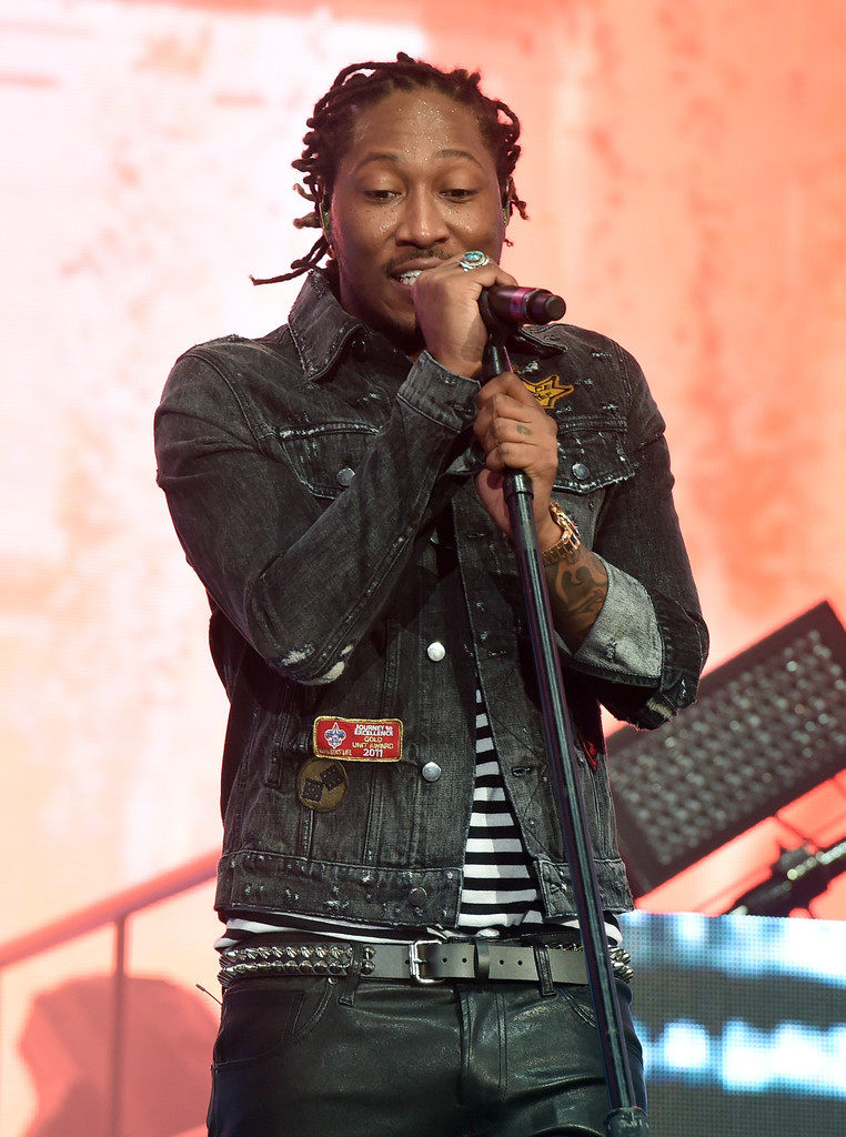 SPOTTED: Future in Amiri Jacket, T-Shirt and J Brand Leather Pants at Coachella