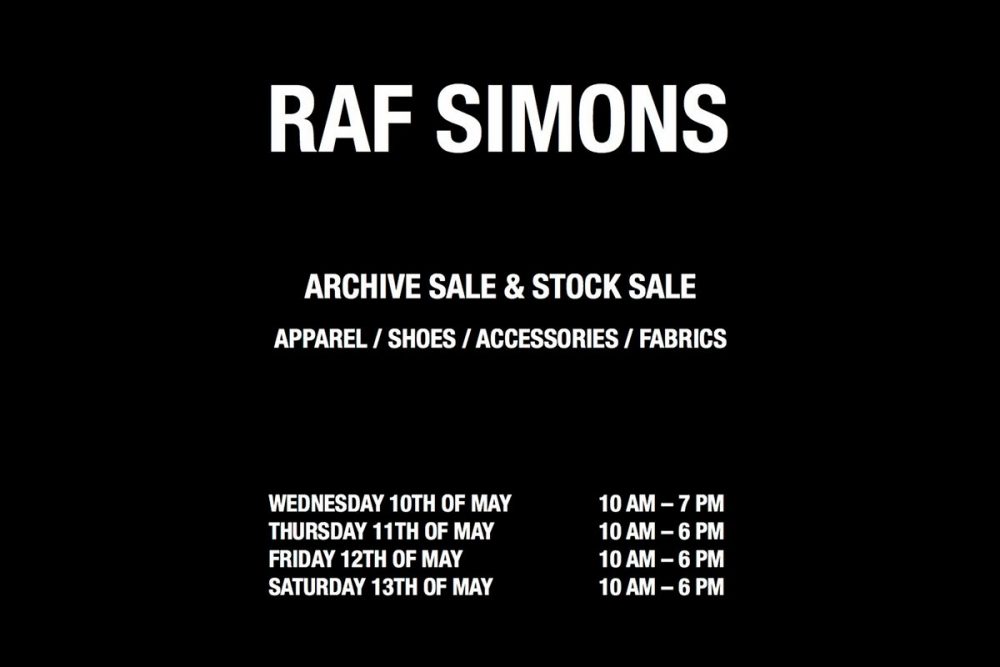 Raf Simons Archive Sale and Stock Sale in Antwerp
