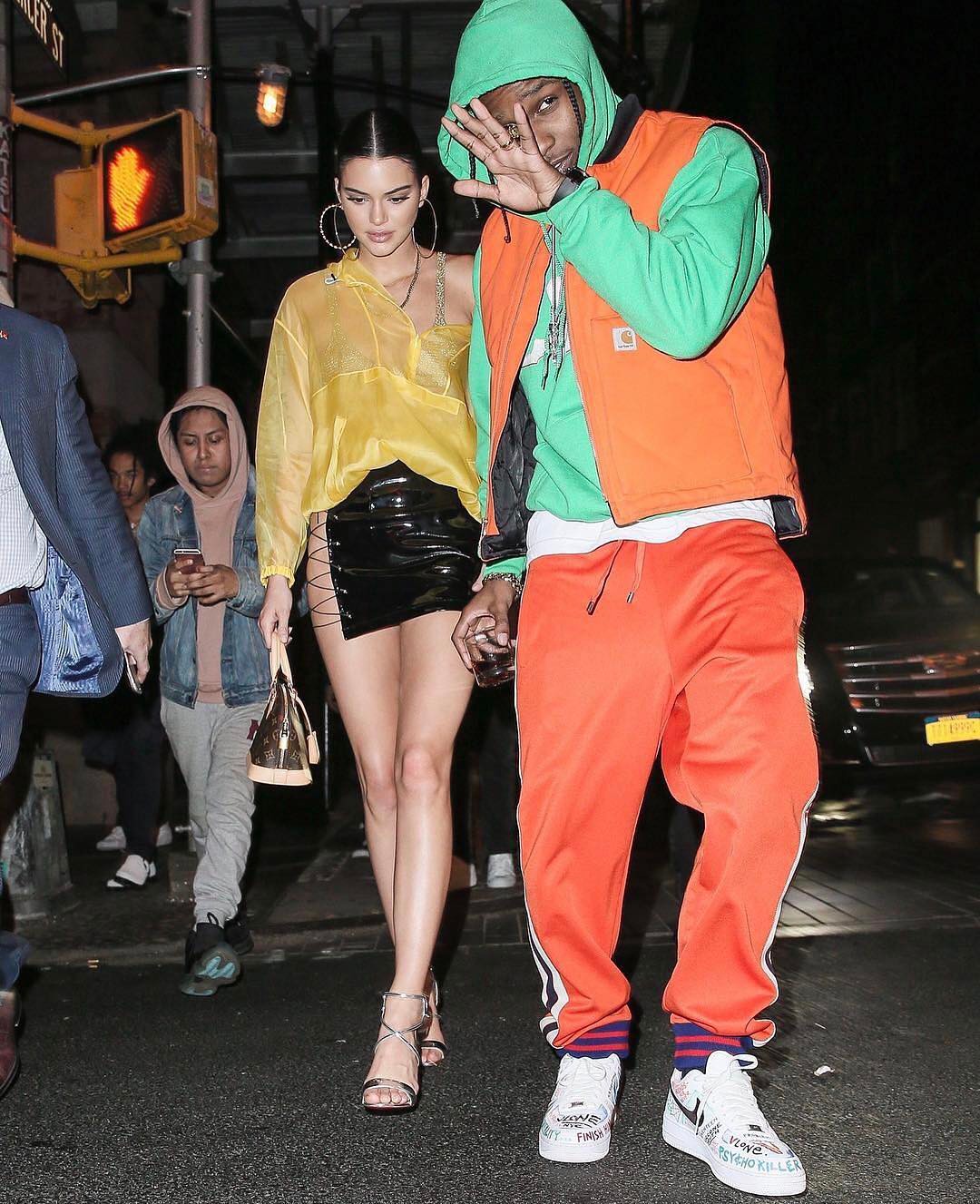 SPOTTED: A$AP Rocky In Unreleased Carharrt x VLONE Vest, Gucci Track Pants And Nike Sneakers