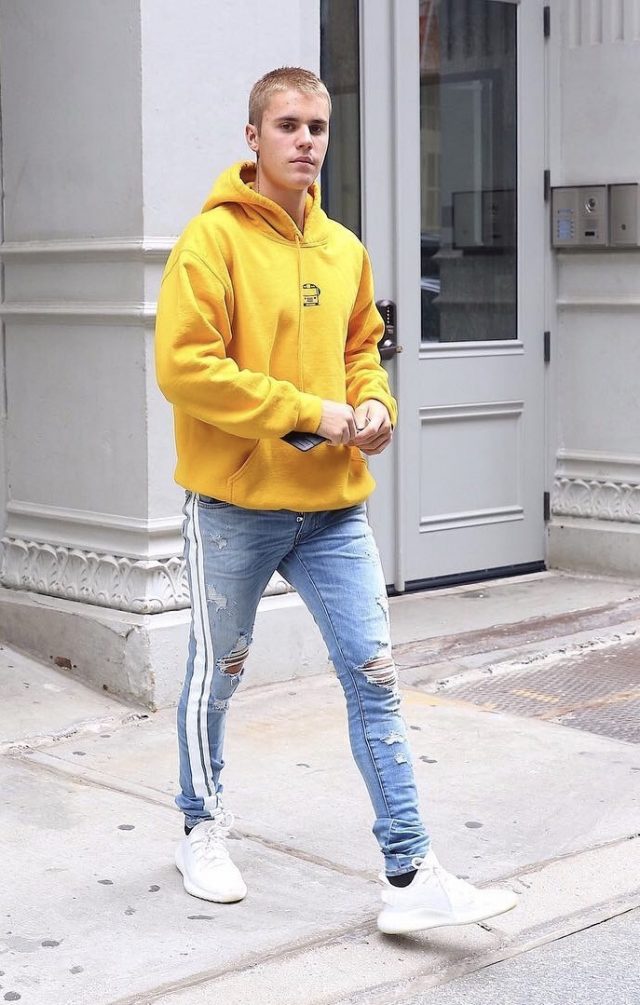 SPOTTED: Justin Bieber In Amiri Jeans and Adidas Yeezy Boost 350 Sneakers in NYC
