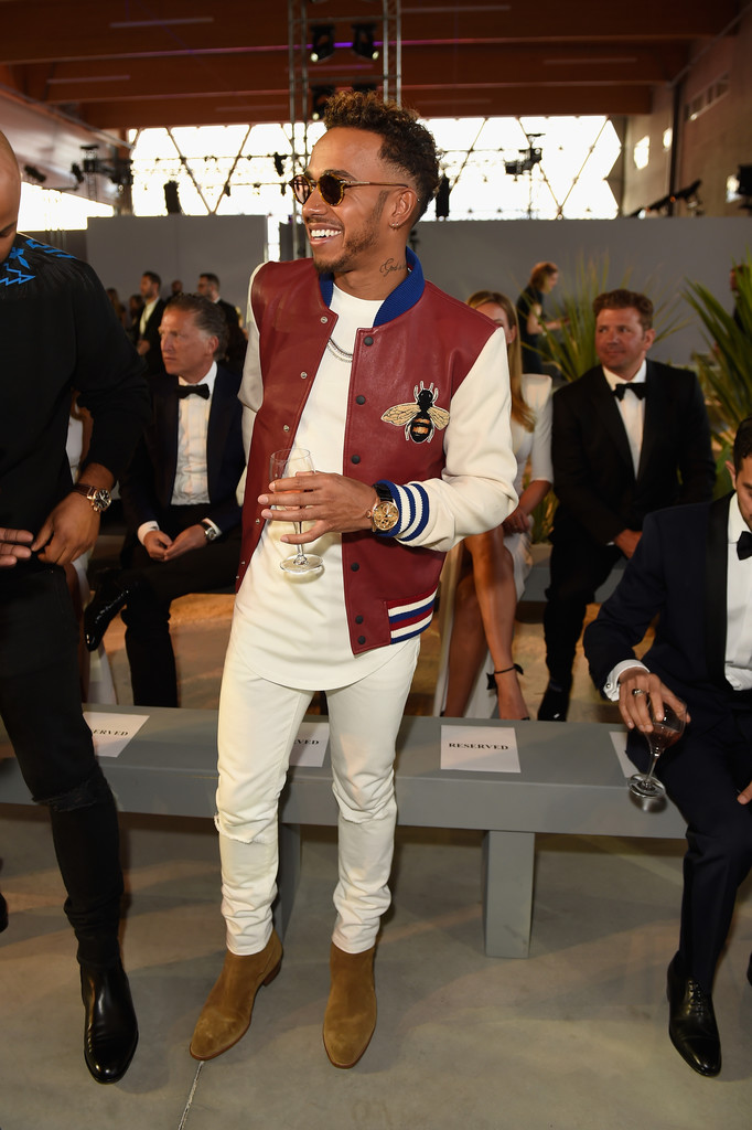 SPOTTED: Lewis Hamilton In Gucci Bomber Jacket And Saint Laurent Boots