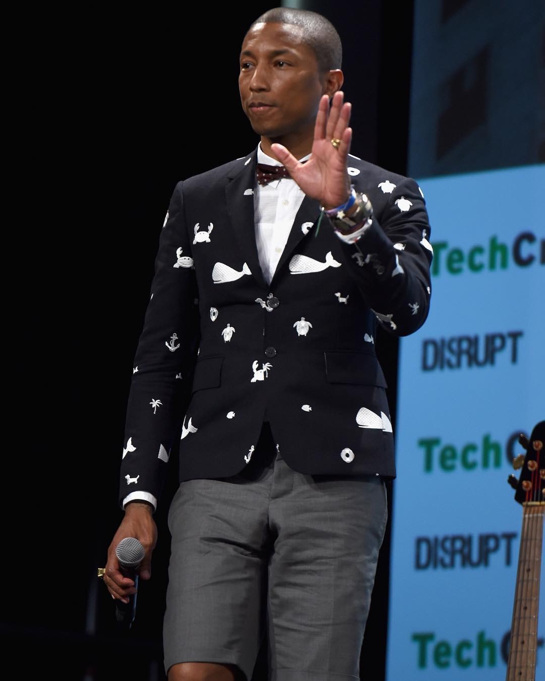 SPOTTED: Pharrell Williams In Thom Browne Jacket