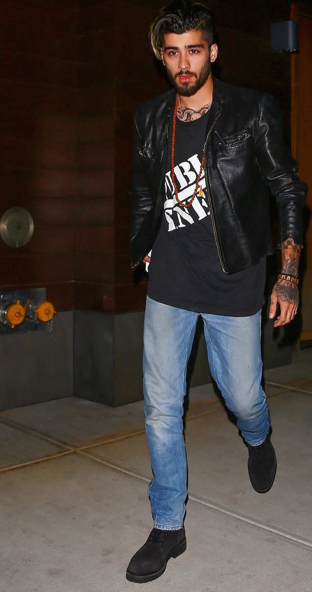 SPOTTED: Zayn Malik In Public Enemy T-Shirt And Leather Jacket