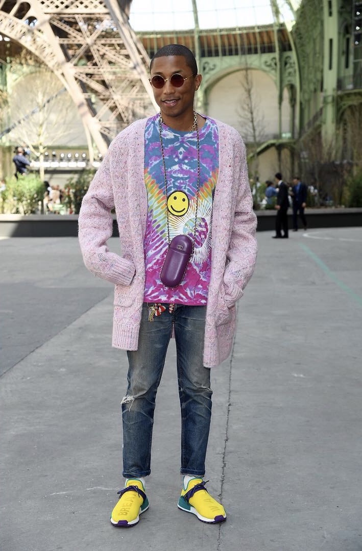 SPOTTED: Pharrell Wears Chanel Cardigan At Chanel Fall/Winter 17 Show
