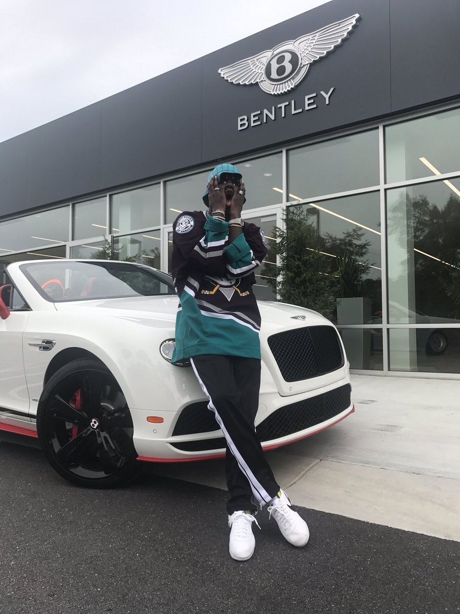 SPOTTED: Lil Yachty Buys New Bentley In Vintage Mighty Ducks Of Anaheim Jersey And Palm Angels Track Pants