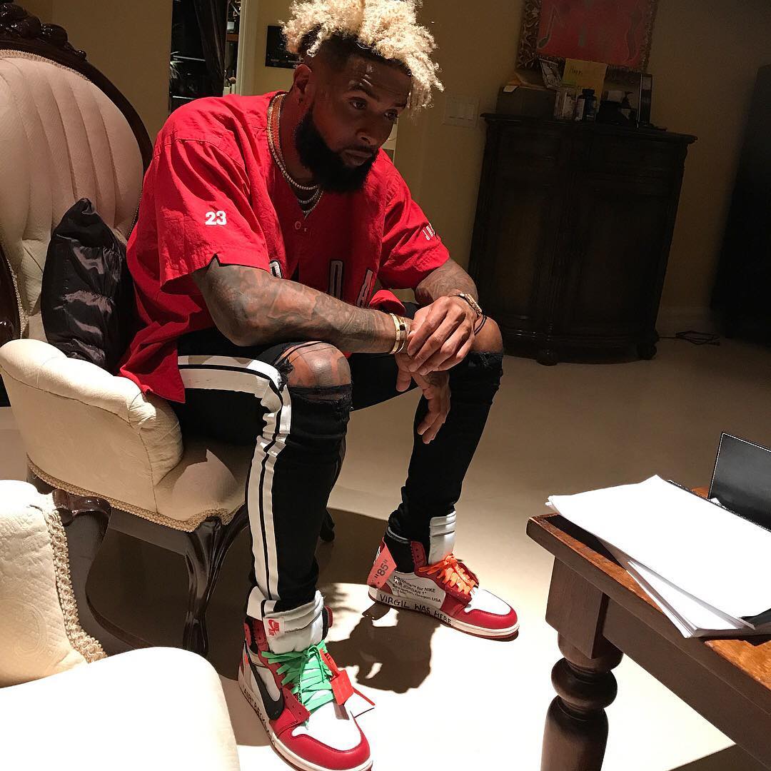 SPOTTED: Odell Beckham Jr. In Air Jordan Jersey And Off-White x Air Jordan Sneakers
