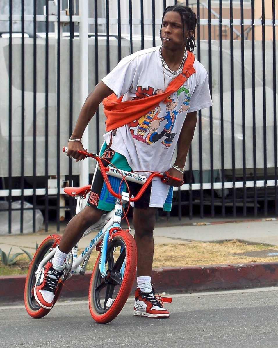 SPOTTED: A$AP Rocky In Vlone Shorts And OFF-WHITE X Nike Sneakers