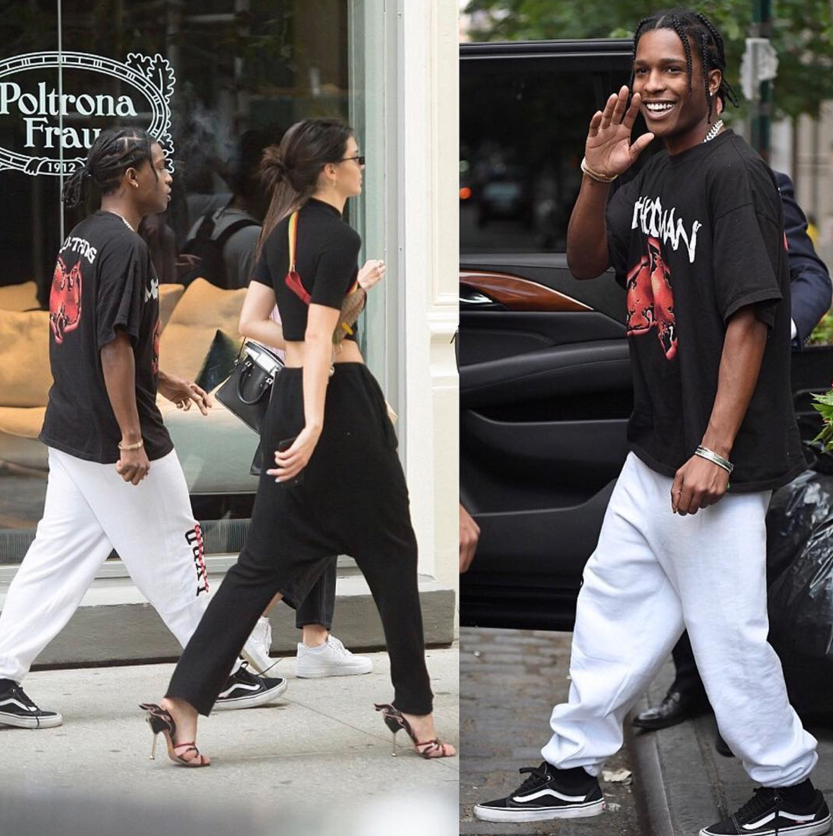 SPOTTED: A$AP Rocky In Wu-Tang Clan T-Shirt, Last Year Being Broke Sweatpants And Vans Sneakers