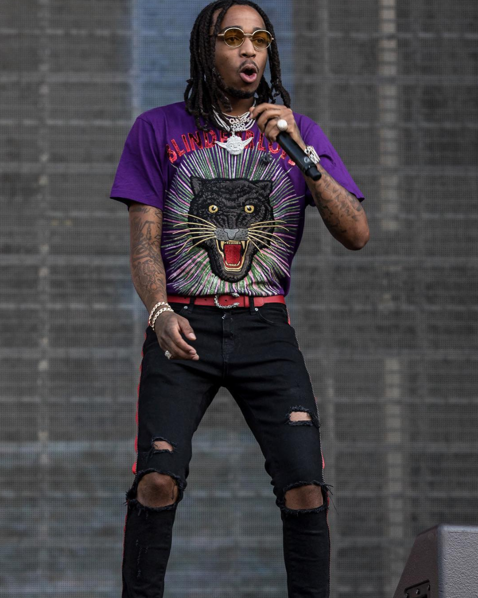 SPOTTED: Quavo In Gucci Panther With Rays T-Shirt