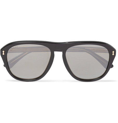 Gucci Aviator-Style Acetate Mirrored Sunglasses