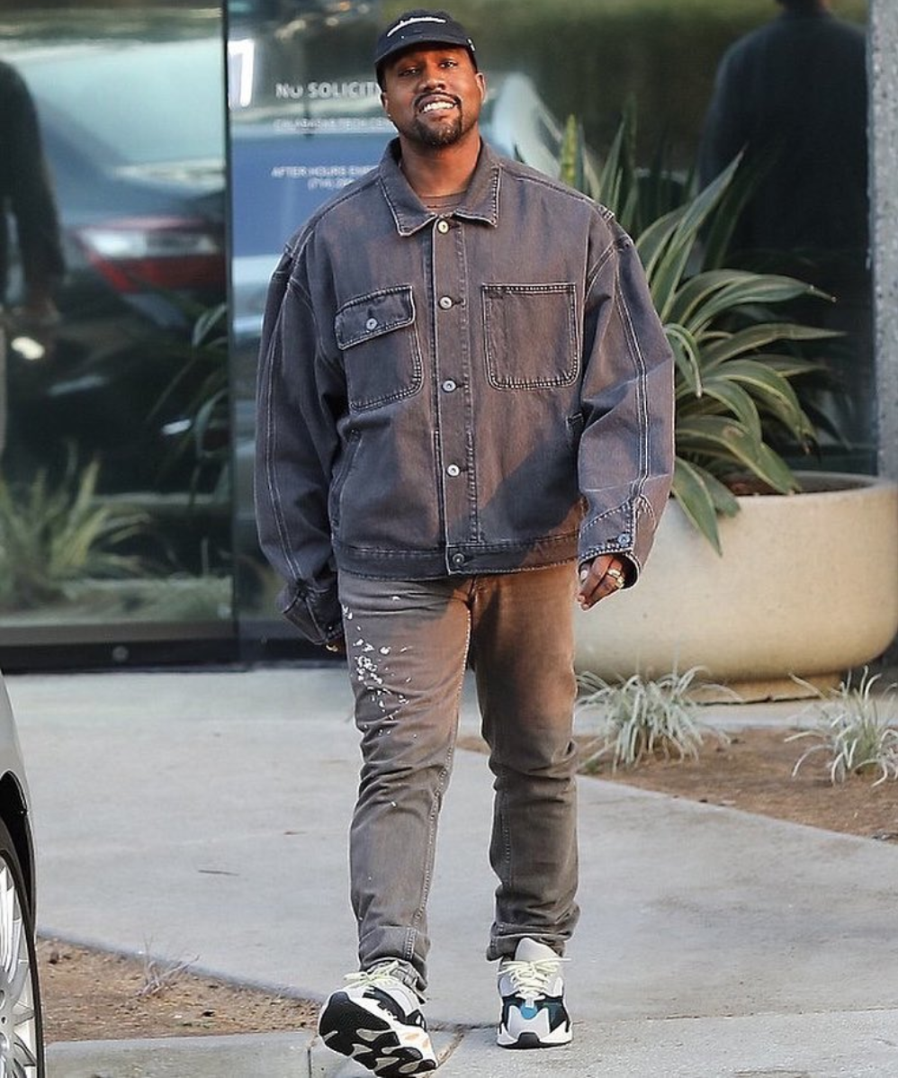 SPOTTED: Kanye West In Double Denim YEEZY & Helmut Lang Jeans