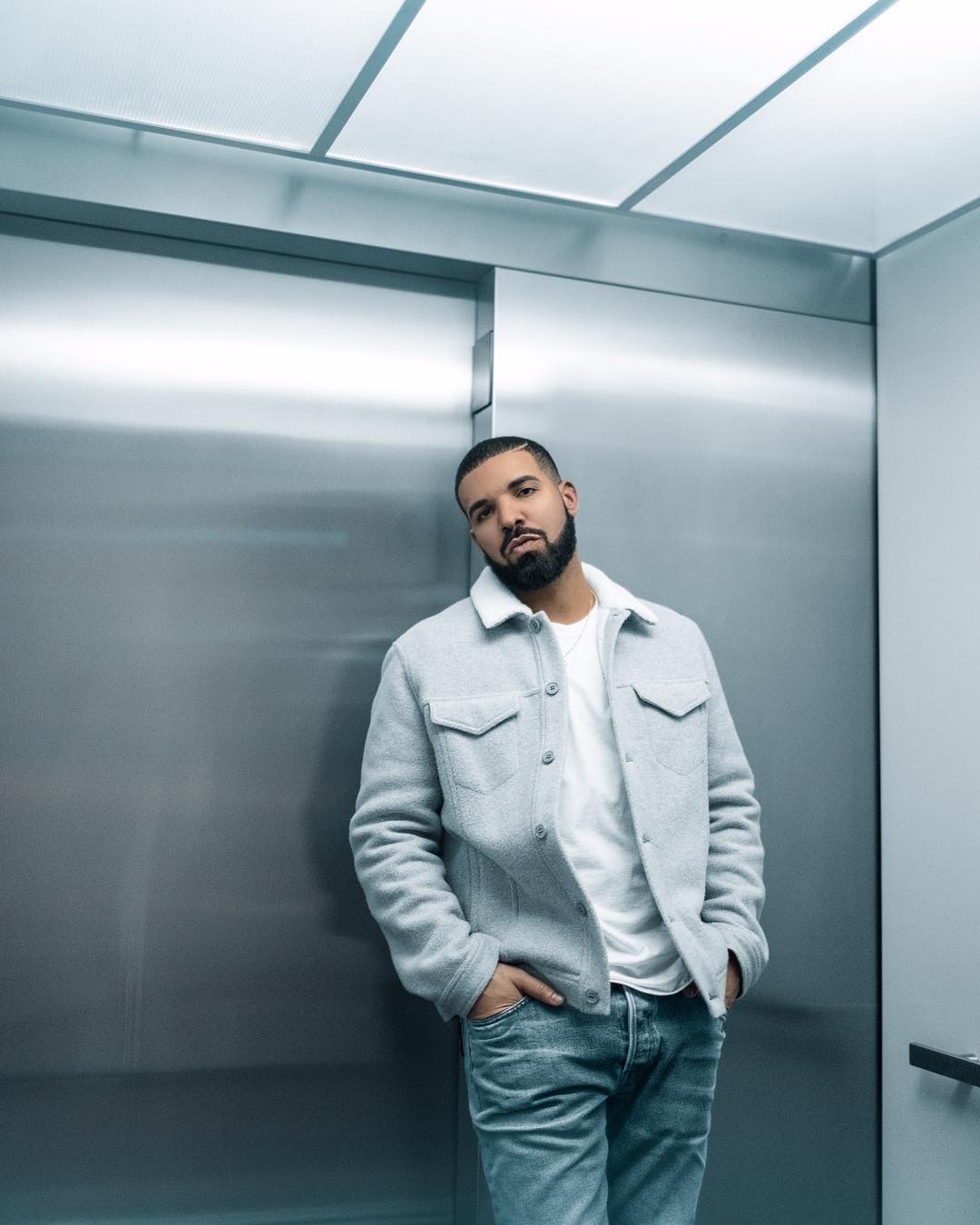 SPOTTED: Drake in Blue Winter Tones
