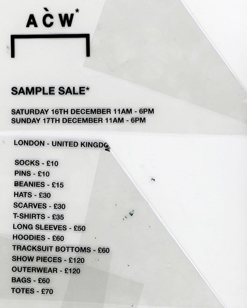 A-COLD-WALL Sample Sale In London