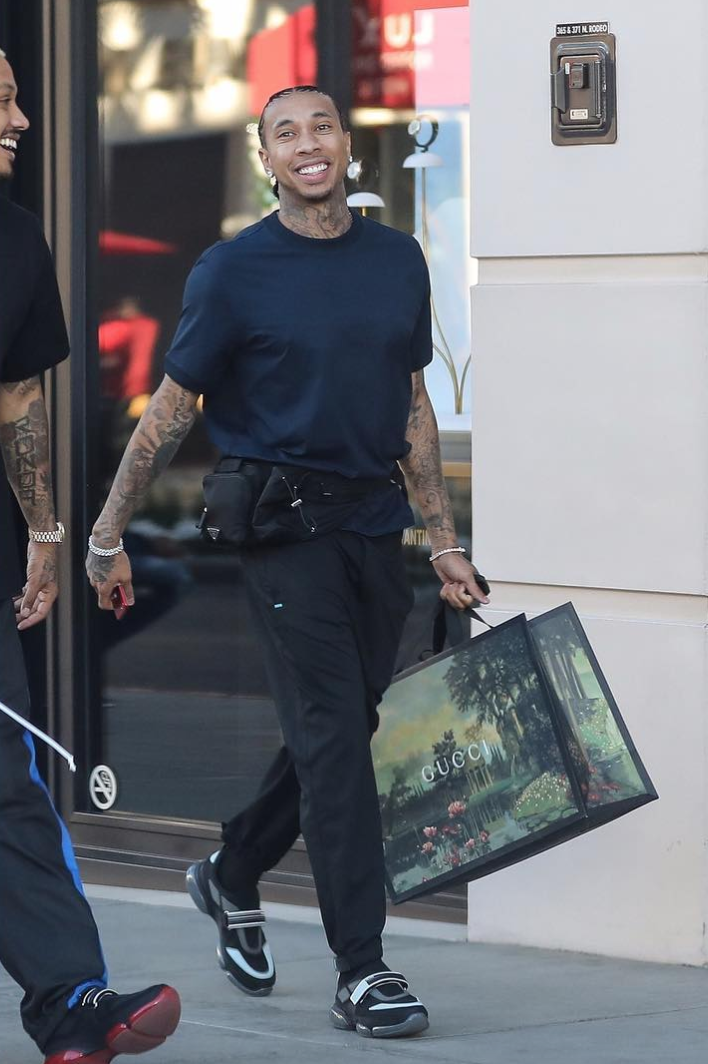 SPOTTED: Tyga In Beverly Hills Wearing Prada Bag + Sneakers