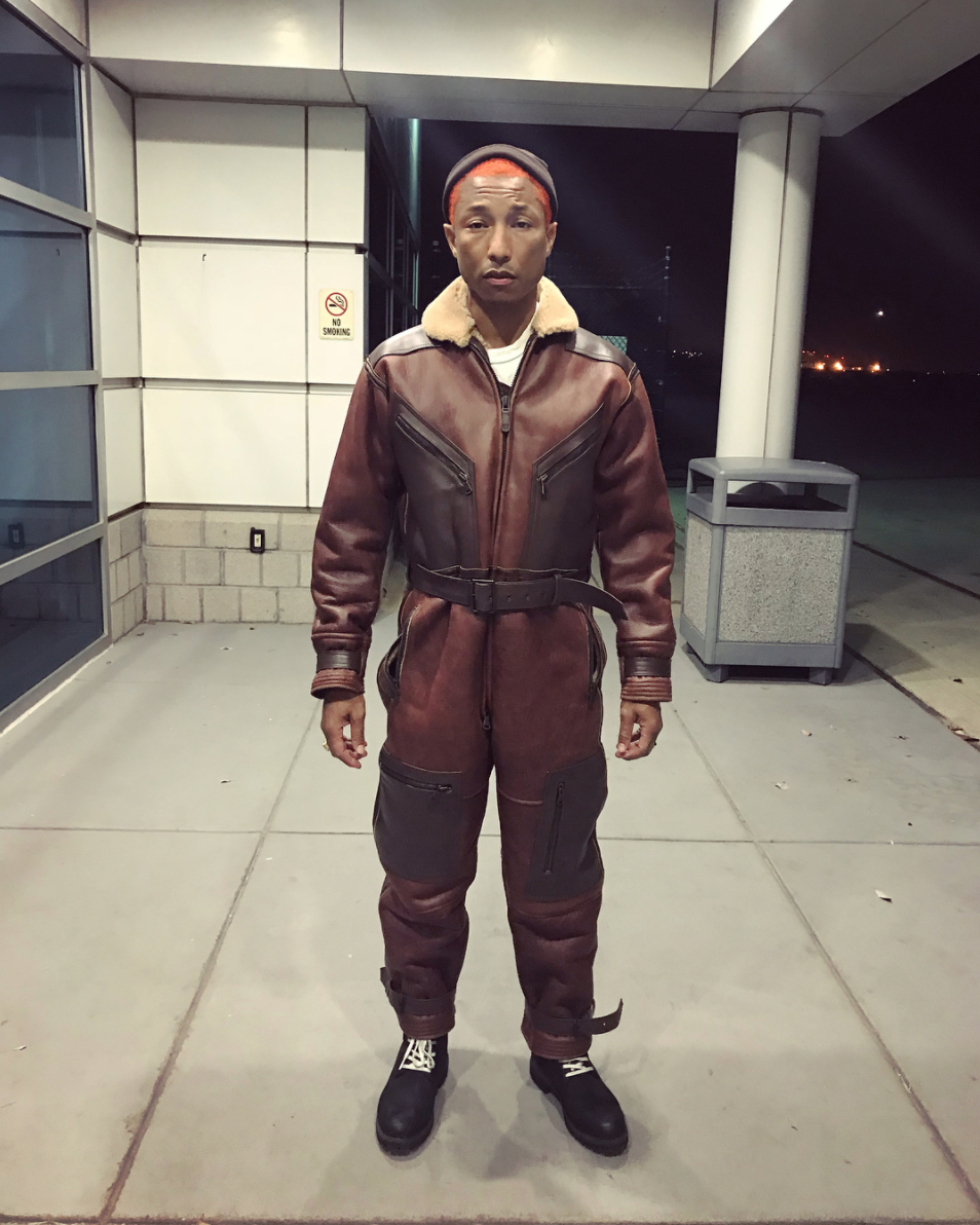 SPOTTED: Pharrell In BBC Shearling Flight Suit 