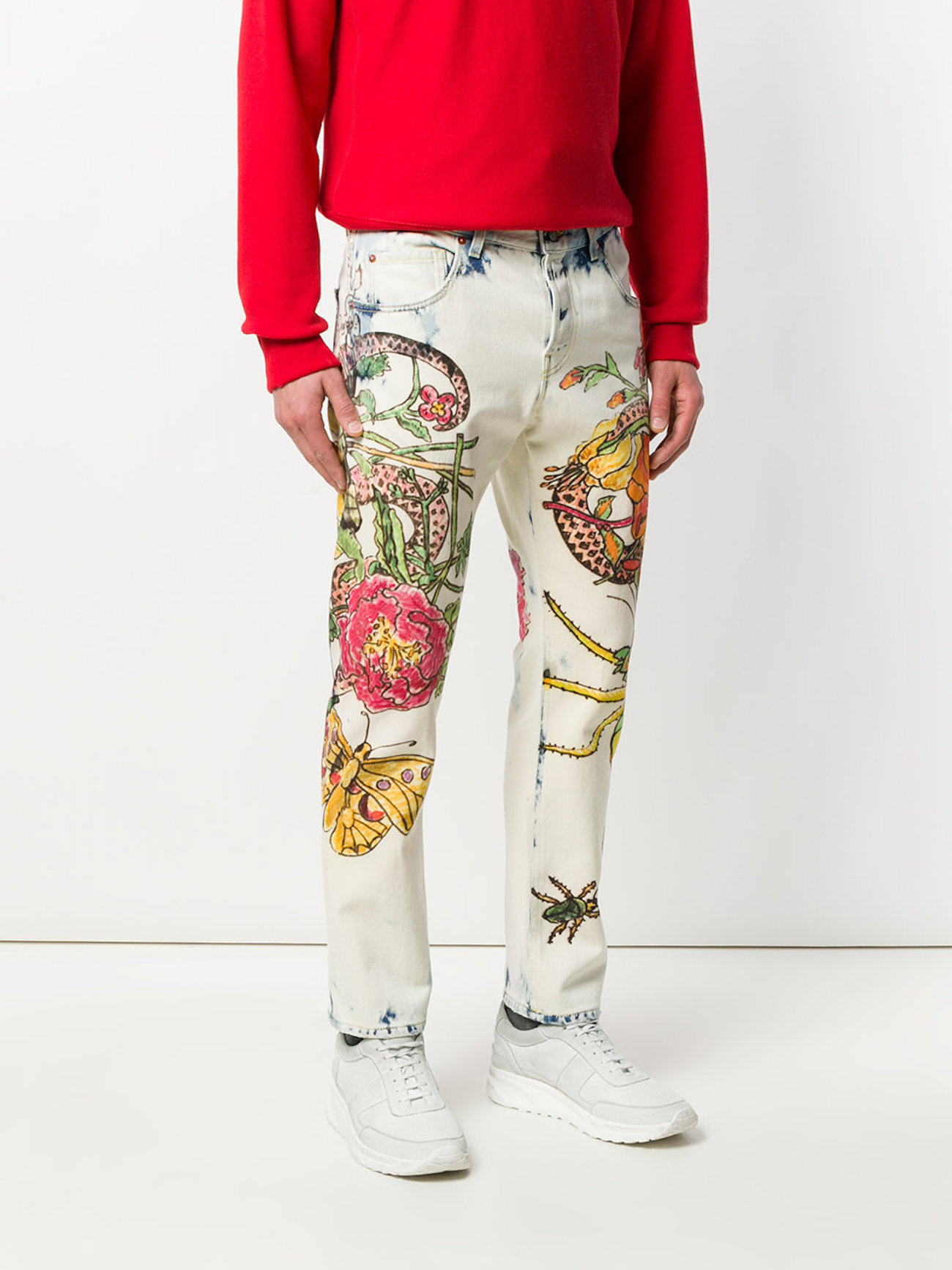 GUCCI floral-print jeans