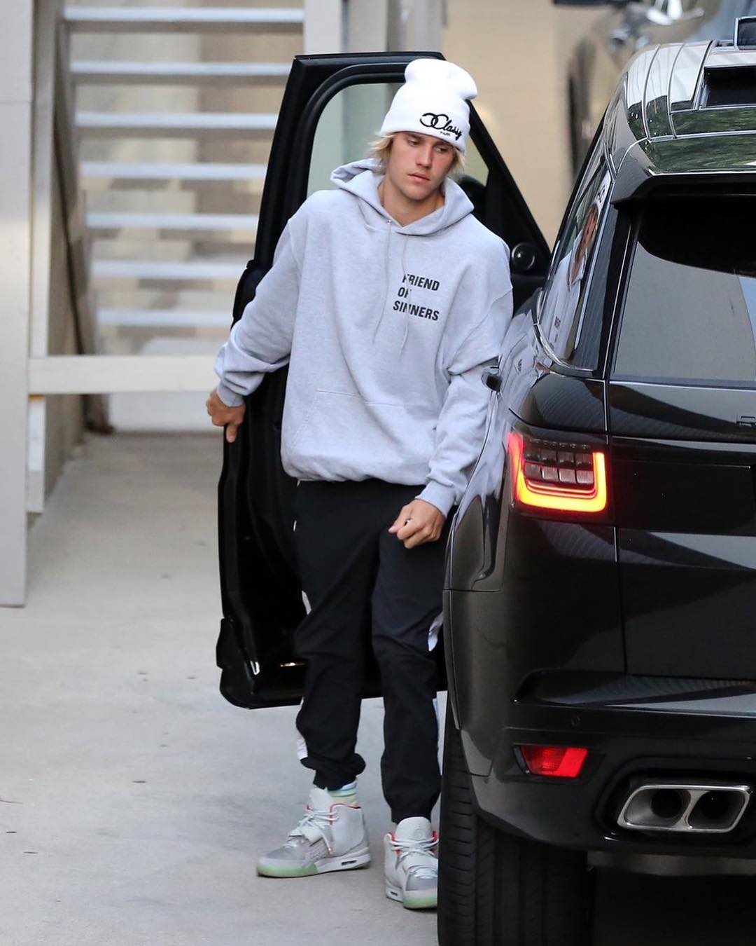 SPOTTED: Justin Bieber in Yeezys, adidas Originals, VOUS Church and CLASSY PARIS