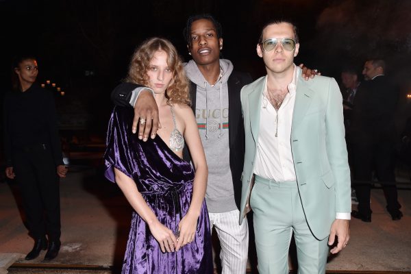ARLES, FRANCE - MAY 30:  (L-R) Petra Collins, ASAP Rocky and James Righton attend the Gucci Cruise 2019 show at Alyscamps on May 30, 2018 in Arles, France.  (Photo by Jacopo Raule/Getty Images for Gucci  ) *** Local Caption *** Petra Collins;ASAP Rocky;James Righton