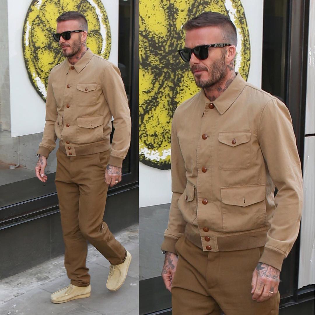 SPOTTED: David Beckham Rocks Kent and Curwen and Ray-Ban to LFWM