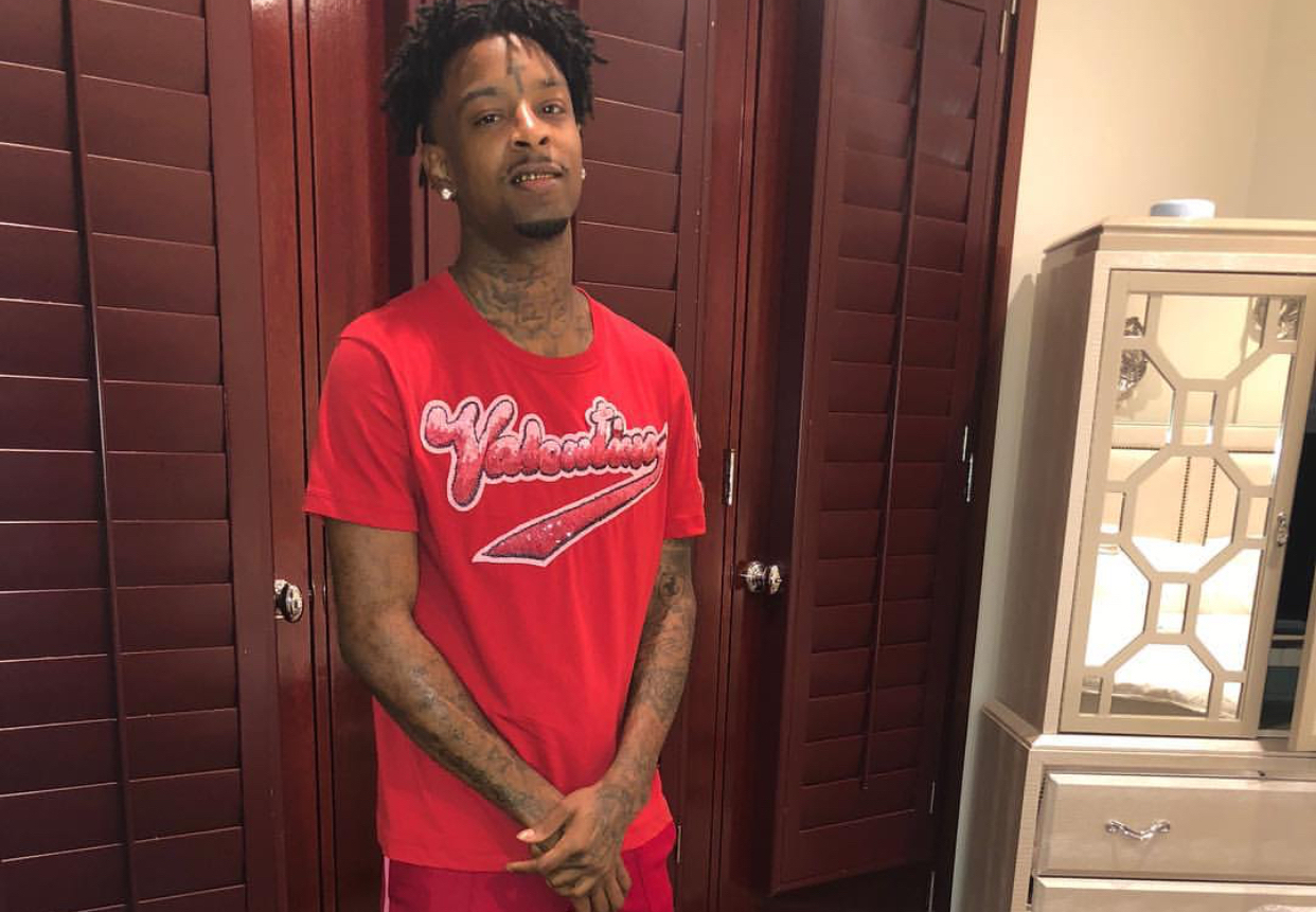 SPOTTED: 21 Savage In Valentino T-Shirt and Versace Sneakers
