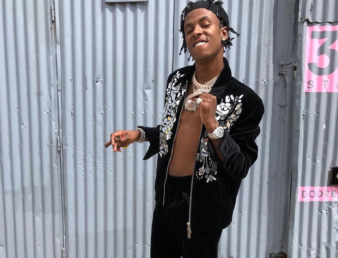 SPOTTED: Rich The Kid Goes Shirtless In Embroidered Two-Piece Set