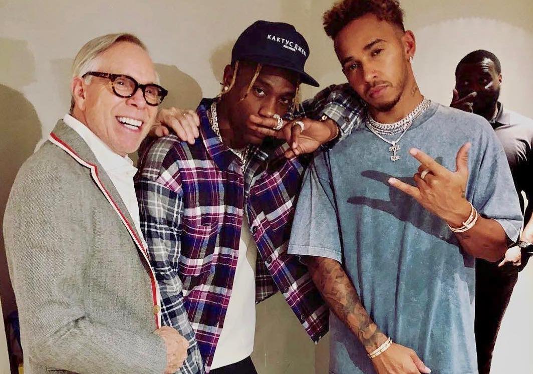 SPOTTED: Tommy Hilfiger Poses with Lewis Hamilton & Travis Scott