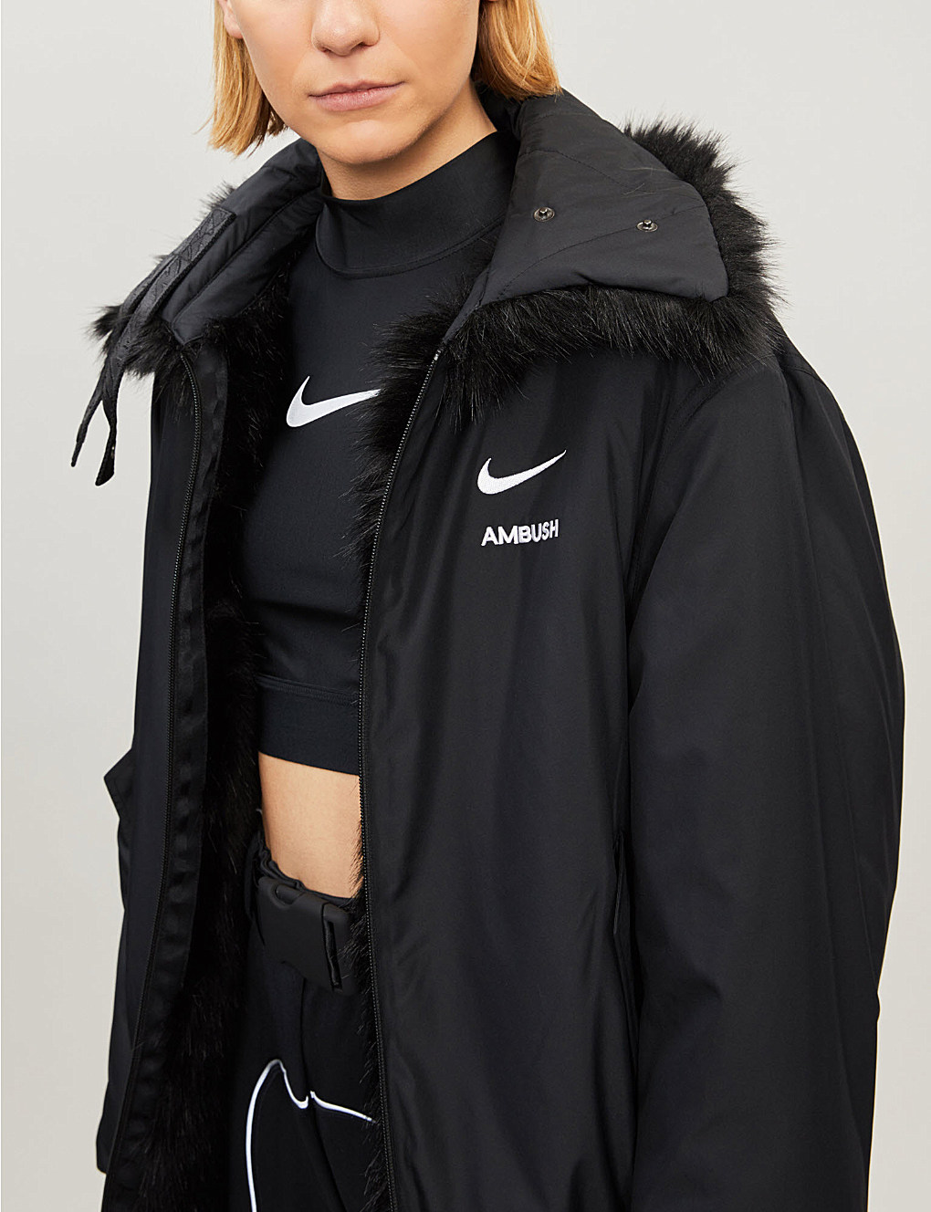 PAUSE Must Have Nike X Ambush Reversible Logo Print Faux Fur